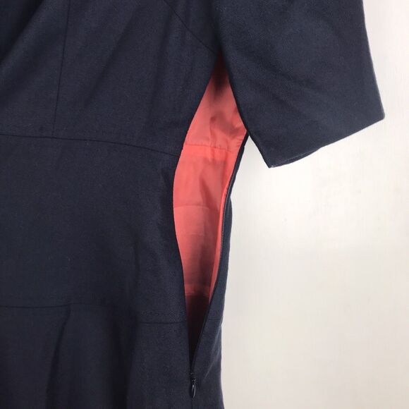 Boden Dress Wool Blend Short Sleeve Fit & Flare Navy Lined US 6 Petite UK 10P - Picture 8 of 10